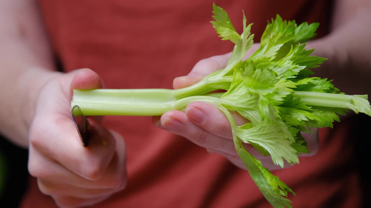 人类的双手正在做新鲜蔬菜沙拉视频素材