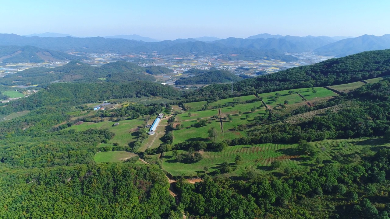 图为韩国庆尚北道莫西县尚州市白头大干山脉的马牧场视频素材