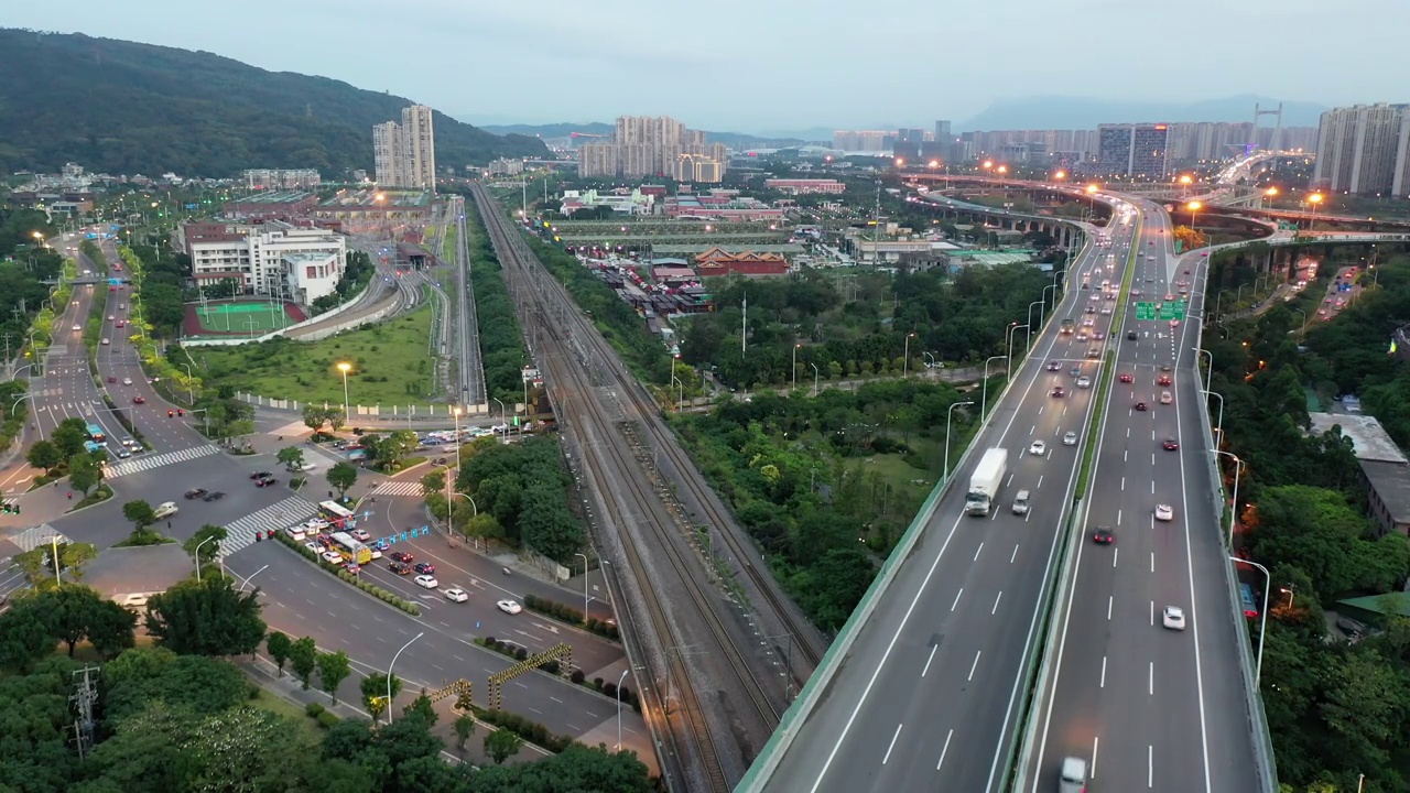 城市多路立体交通景观鸟瞰图视频素材