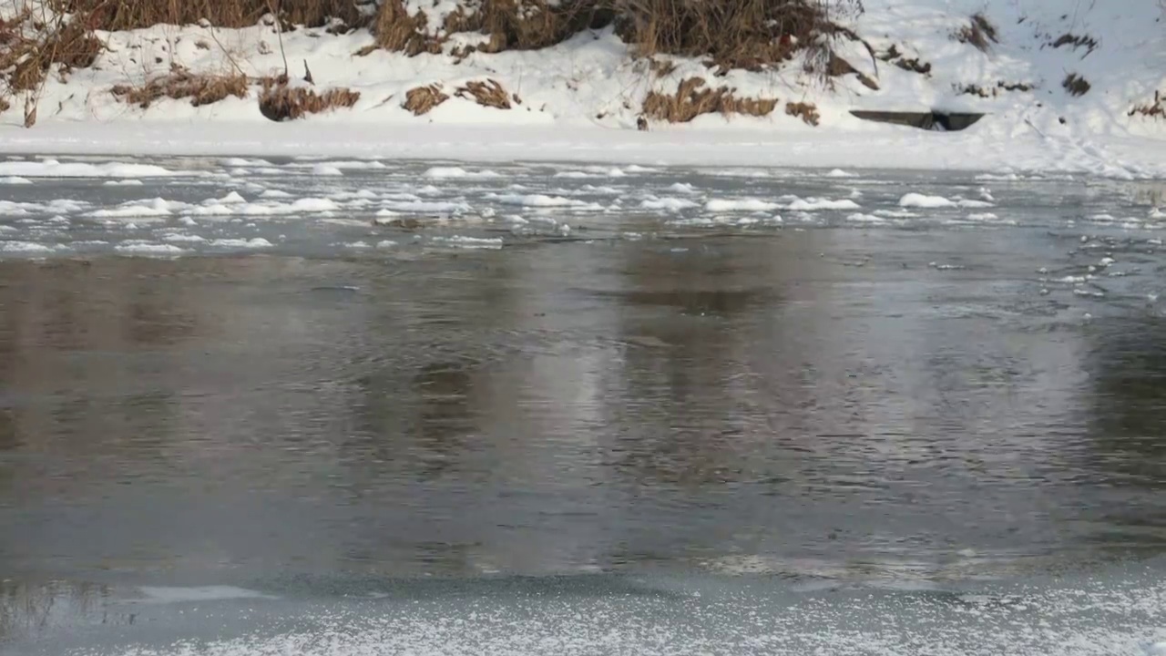 山涧流水，冬日流水视频素材