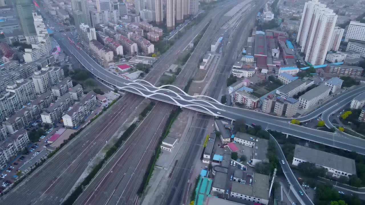 天津市区道路交通航拍图视频素材