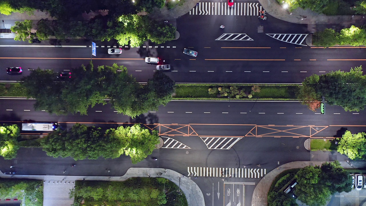 中城十字路口鸟瞰图视频素材