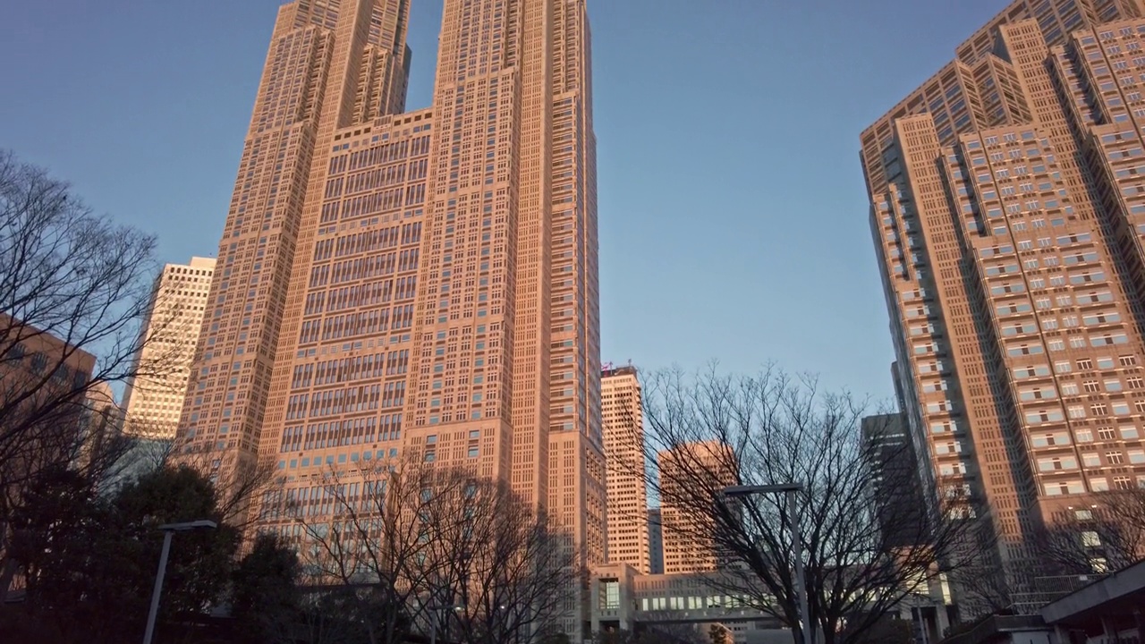 西新宿、新宿、东京傍晚的城市景观。视频素材