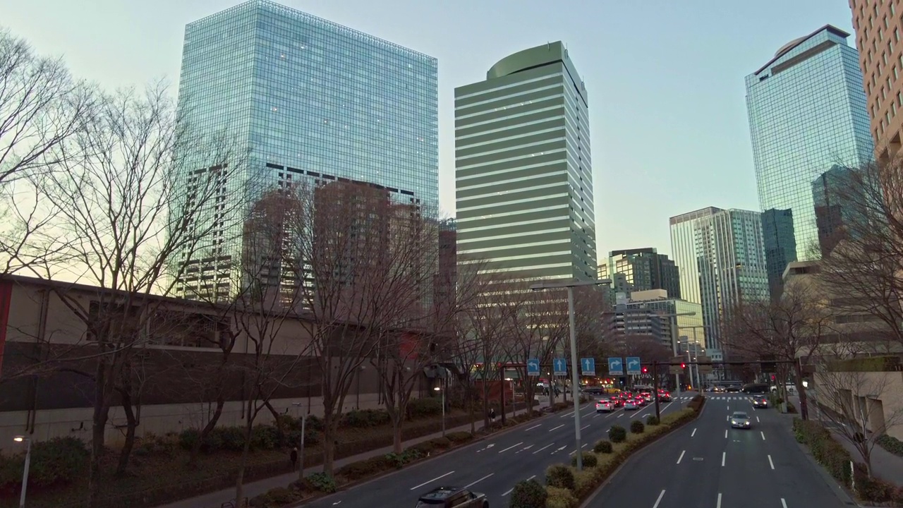 西新宿、新宿、东京傍晚的城市景观。视频素材