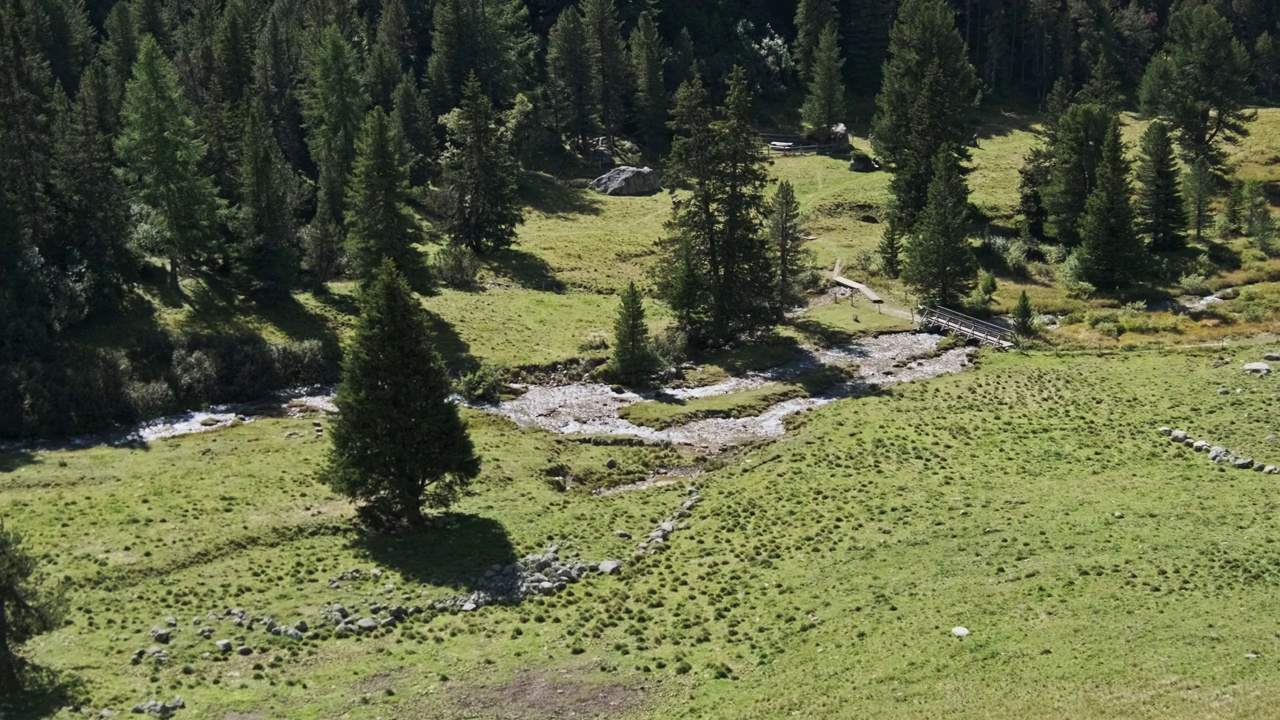 阿尔卑斯阿尔卑斯的Albulapass山谷与高山溪流视频素材