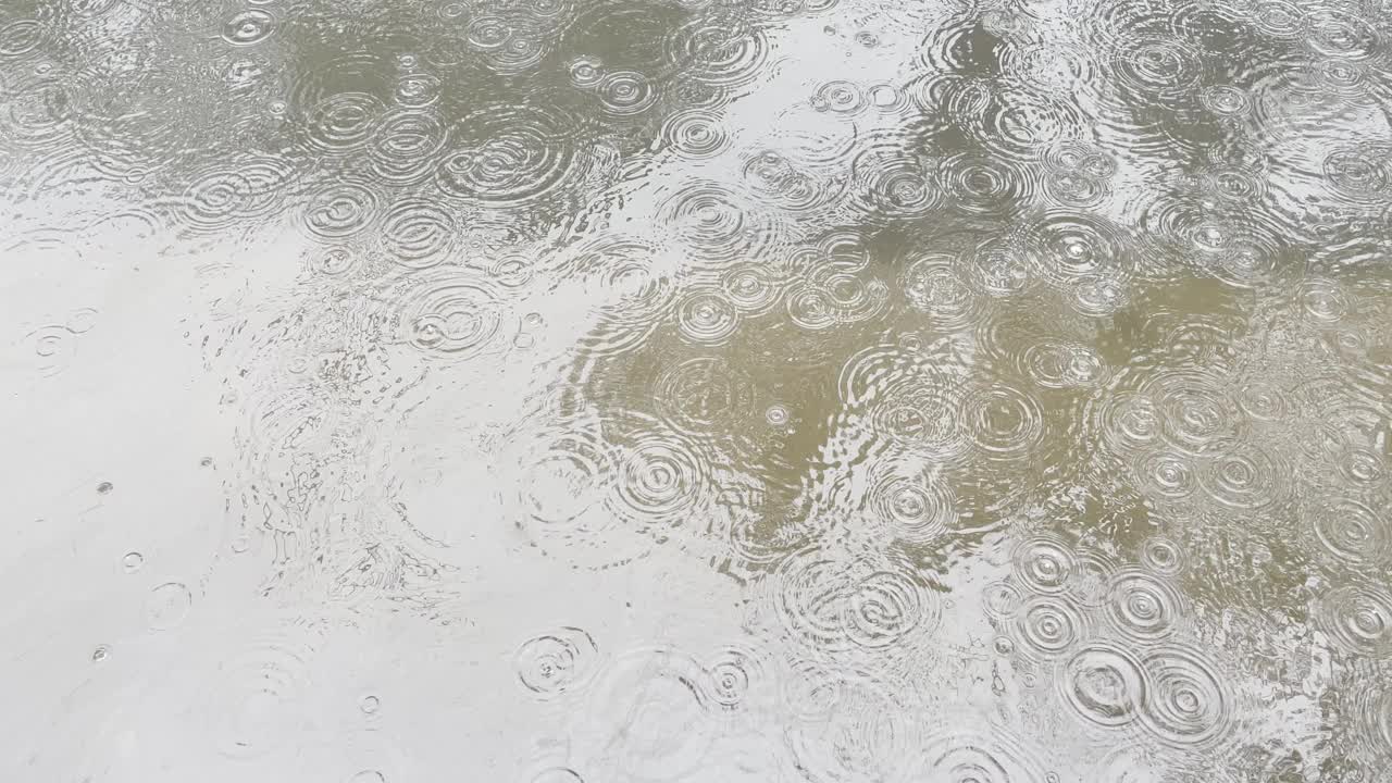 水坑与雨点背景视频素材