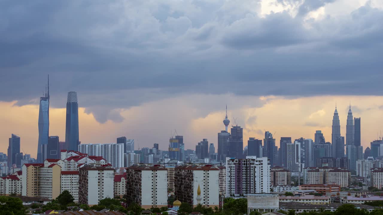 吉隆坡市区多云日落的时间流逝视频素材