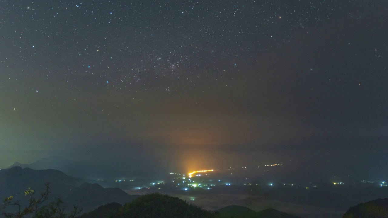 城市夜景上的时间流逝之星视频素材