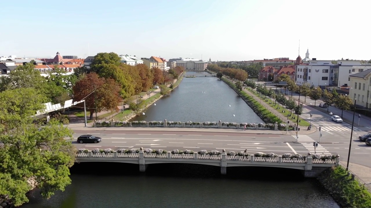 Malmö瑞典，夏末/初秋。Arial视图视频素材