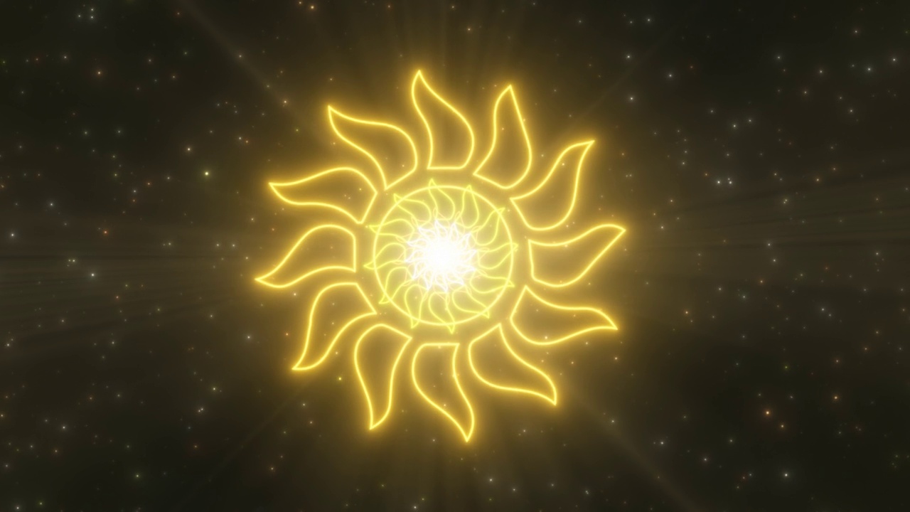 炎热炽热的夏天太阳形状轮廓霓虹灯隧道门户移动- 4K无缝VJ循环运动背景动画视频素材画面2