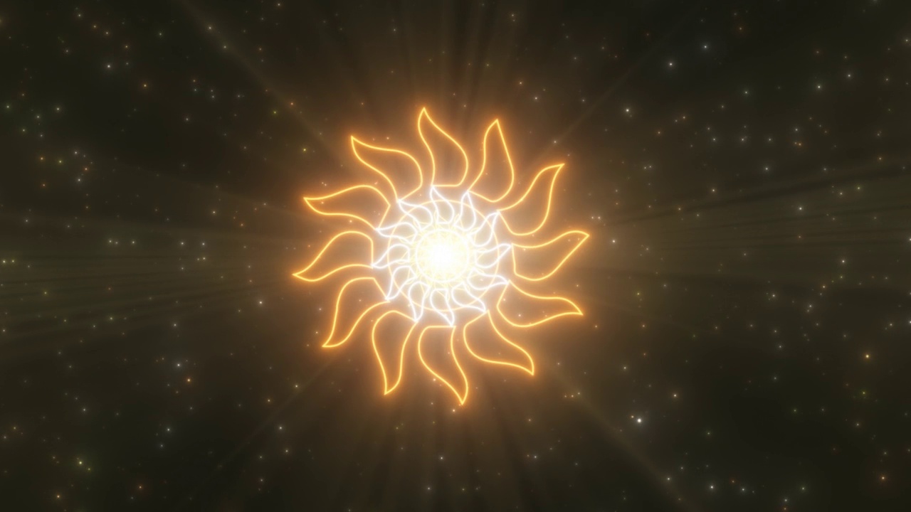 炎热炽热的夏天太阳形状轮廓霓虹灯隧道门户移动- 4K无缝VJ循环运动背景动画视频素材画面3