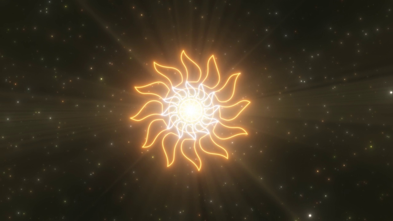 炎热炽热的夏天太阳形状轮廓霓虹灯隧道门户移动- 4K无缝VJ循环运动背景动画视频素材画面4