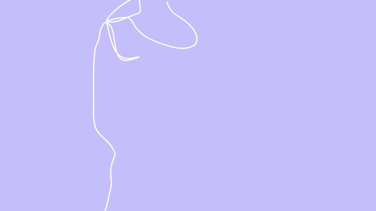 连续的黑色单线画出大肚子孕妇在白色背景上。自画动画怀孕。手绘剪影图，设计简单。2D, 4k库存素材。线的艺术。视频素材画面3