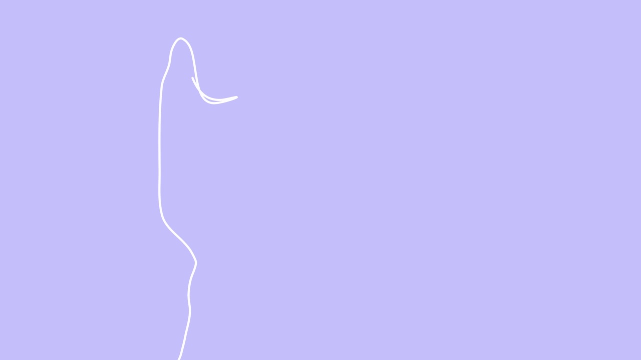 连续的黑色单线画出大肚子孕妇在白色背景上。自画动画怀孕。手绘剪影图，设计简单。2D, 4k库存素材。线的艺术。视频素材画面4