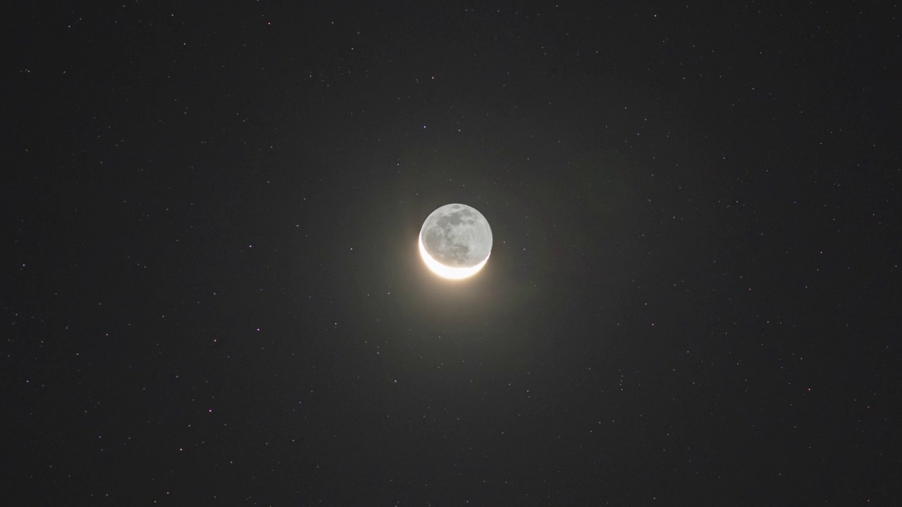 黑暗的月亮和星星的风景/仁济郡，江原岛，韩国视频素材