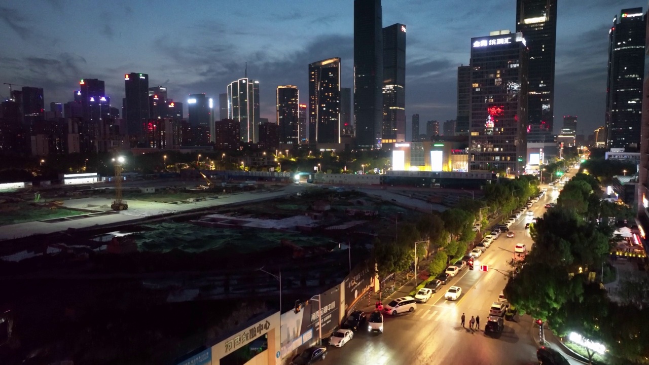 建筑工地夜景及城市景观视频素材