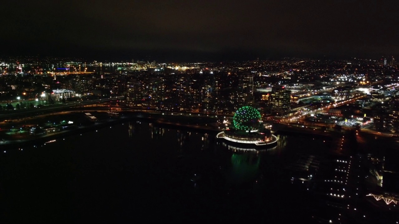 夜间鸟瞰科学世界视频素材