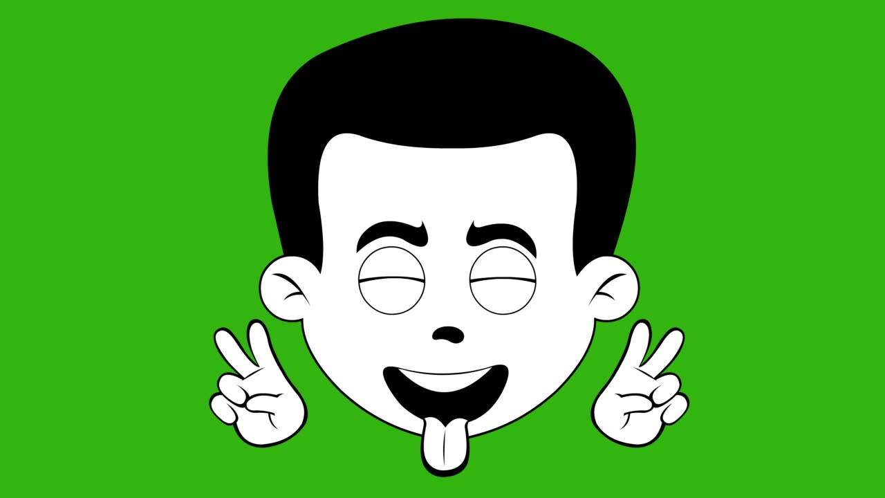 循环动画脸人卡通手势爱和和平视频素材画面2