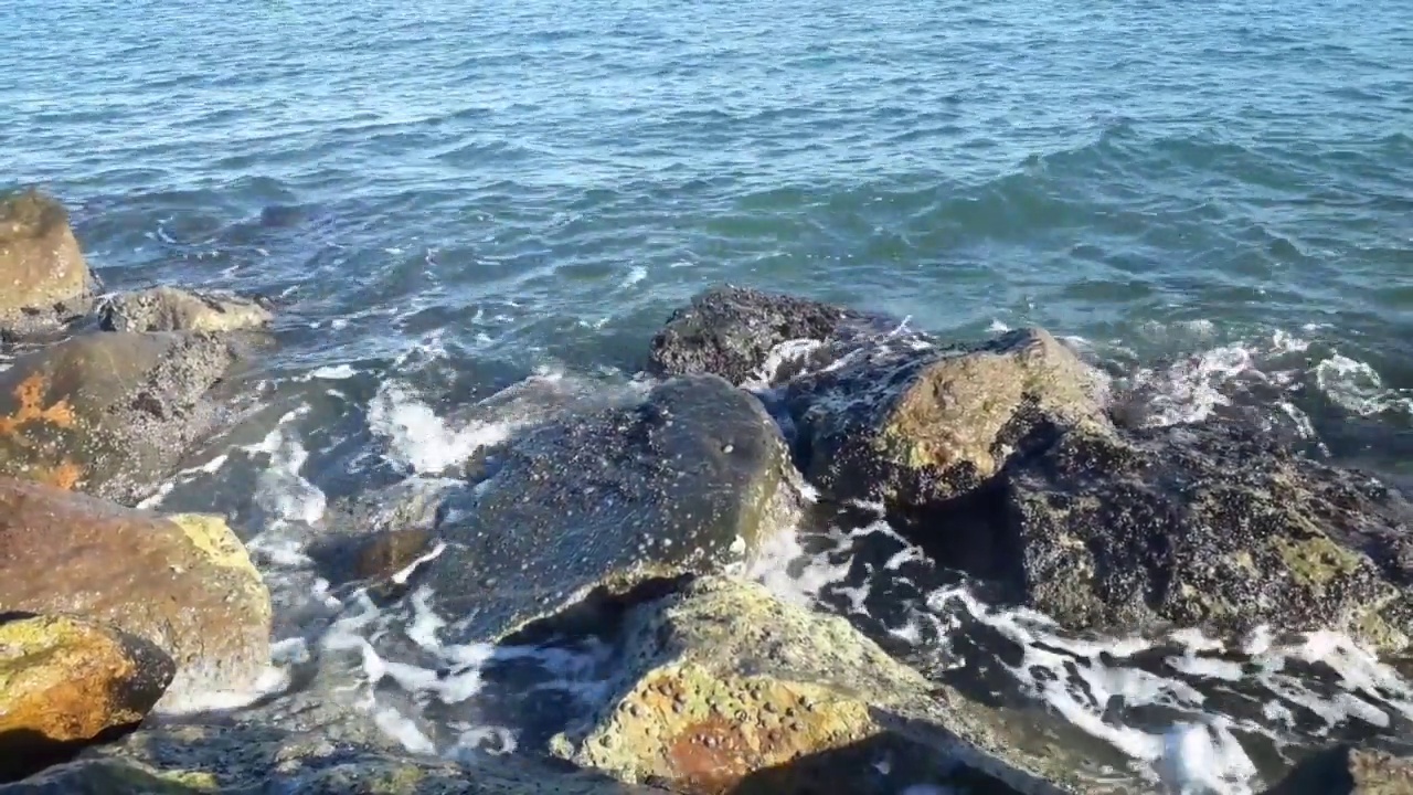 海浪拍打在黑海的珊瑚礁视频股票视频下载