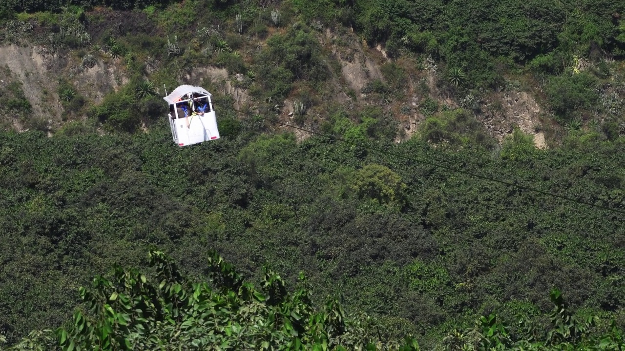 几个人在登山缆车上享受旅行的特写视频素材