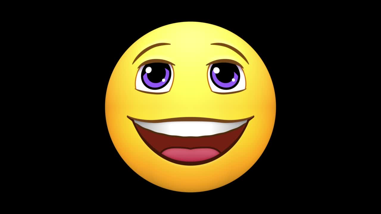 Emojis。快乐，爱，笑，ROFL，中立，哇。几个版本的黑色背景视频素材