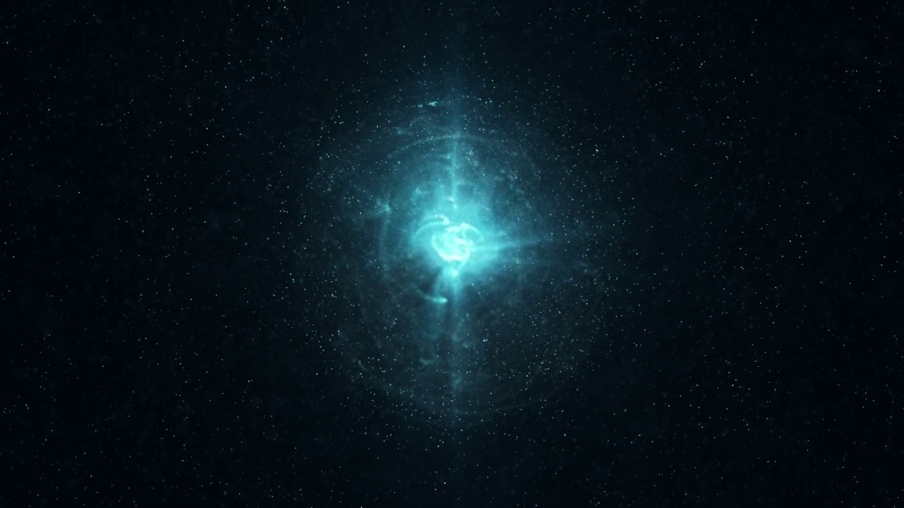 能量或等离子球数字分子核空间蓝色水背景视频素材画面1