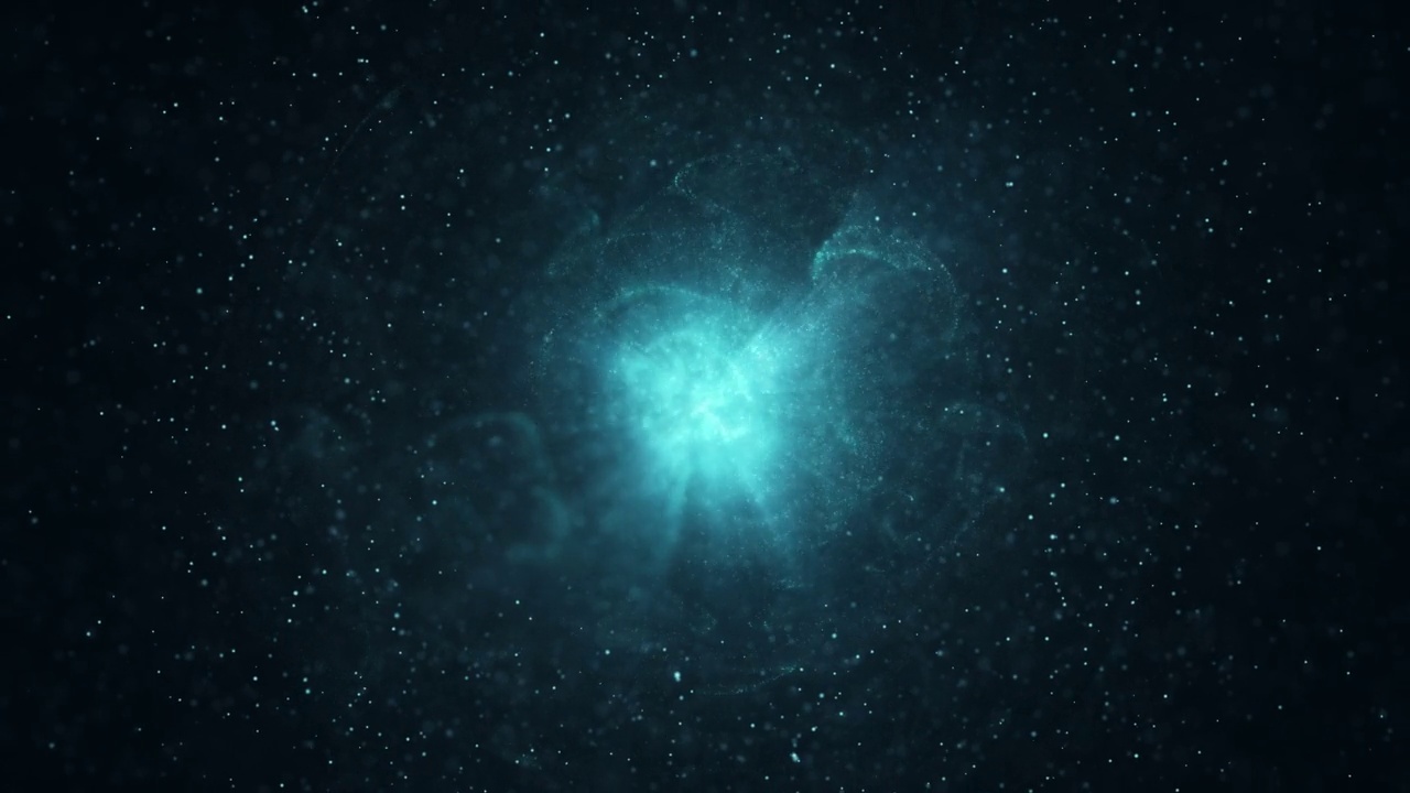 能量或等离子球数字分子核空间蓝色水背景视频素材画面4