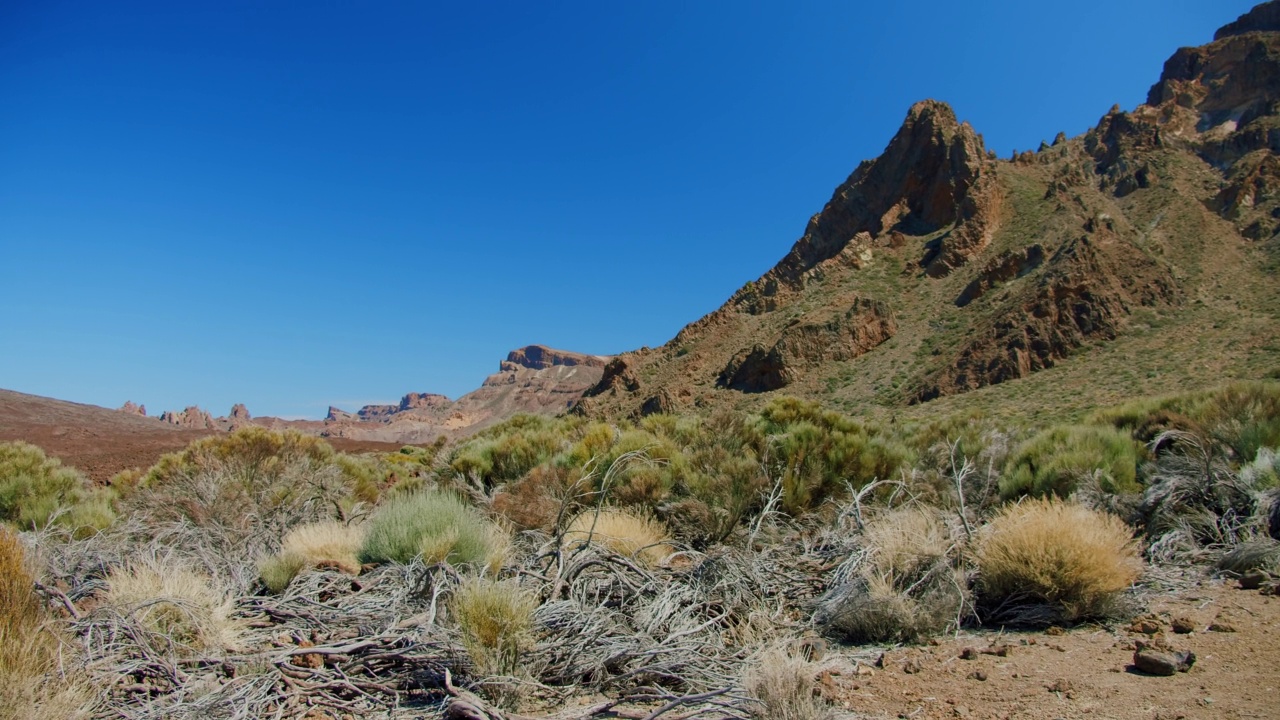 沙漠山地景观和火山峰顶，Pico del Teide国家公园，乡村公园。联合国教科文组织。特内里费。视频素材