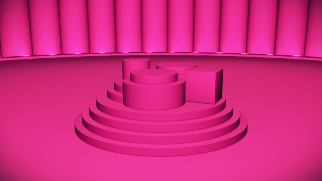 广播旋转缩放高科技唱歌跳舞舞台，品红，事件，3D, 4K视频素材画面1