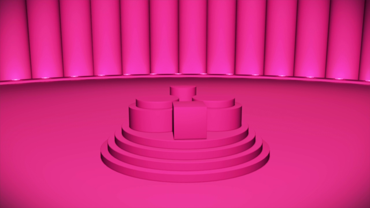 广播旋转缩放高科技唱歌跳舞舞台，品红，事件，3D, 4K视频素材画面2