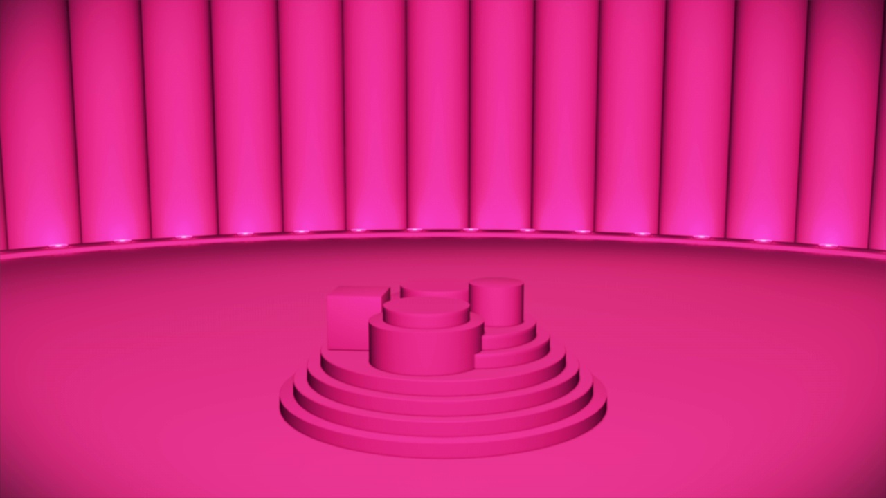 广播旋转缩放高科技唱歌跳舞舞台，品红，事件，3D, 4K视频素材画面3