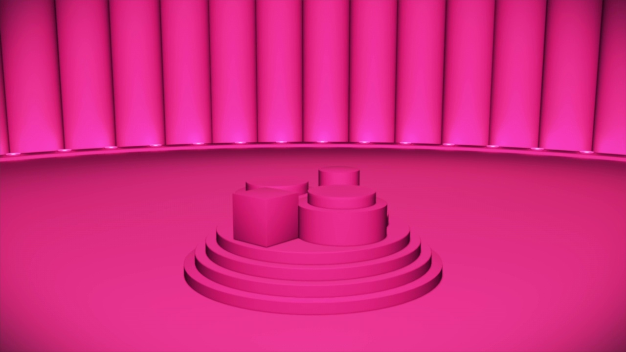 广播旋转缩放高科技唱歌跳舞舞台，品红，事件，3D, 4K视频素材画面4