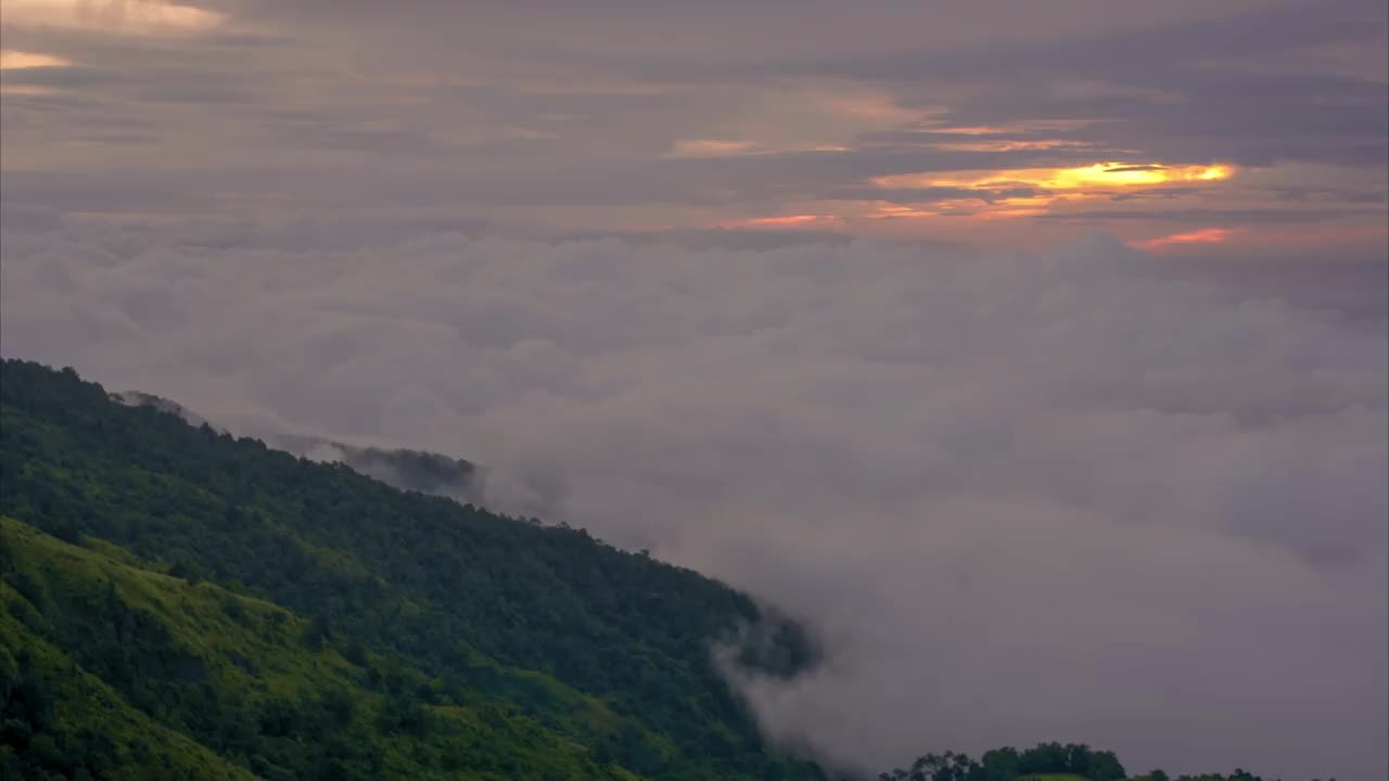 雾海在泰国碧差汶省的富塔博克高山。视频下载