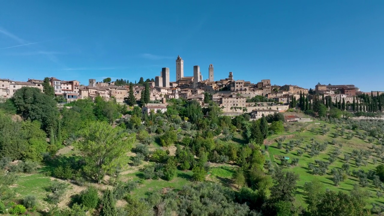 意大利托斯卡纳的圣吉米纳诺中世纪村庄视频素材