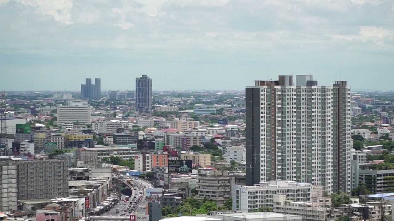 平移镜头，曼谷城市景观。城市建筑。视频素材