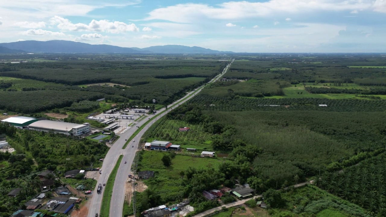 航拍的美丽森林自然景观与道路视频素材