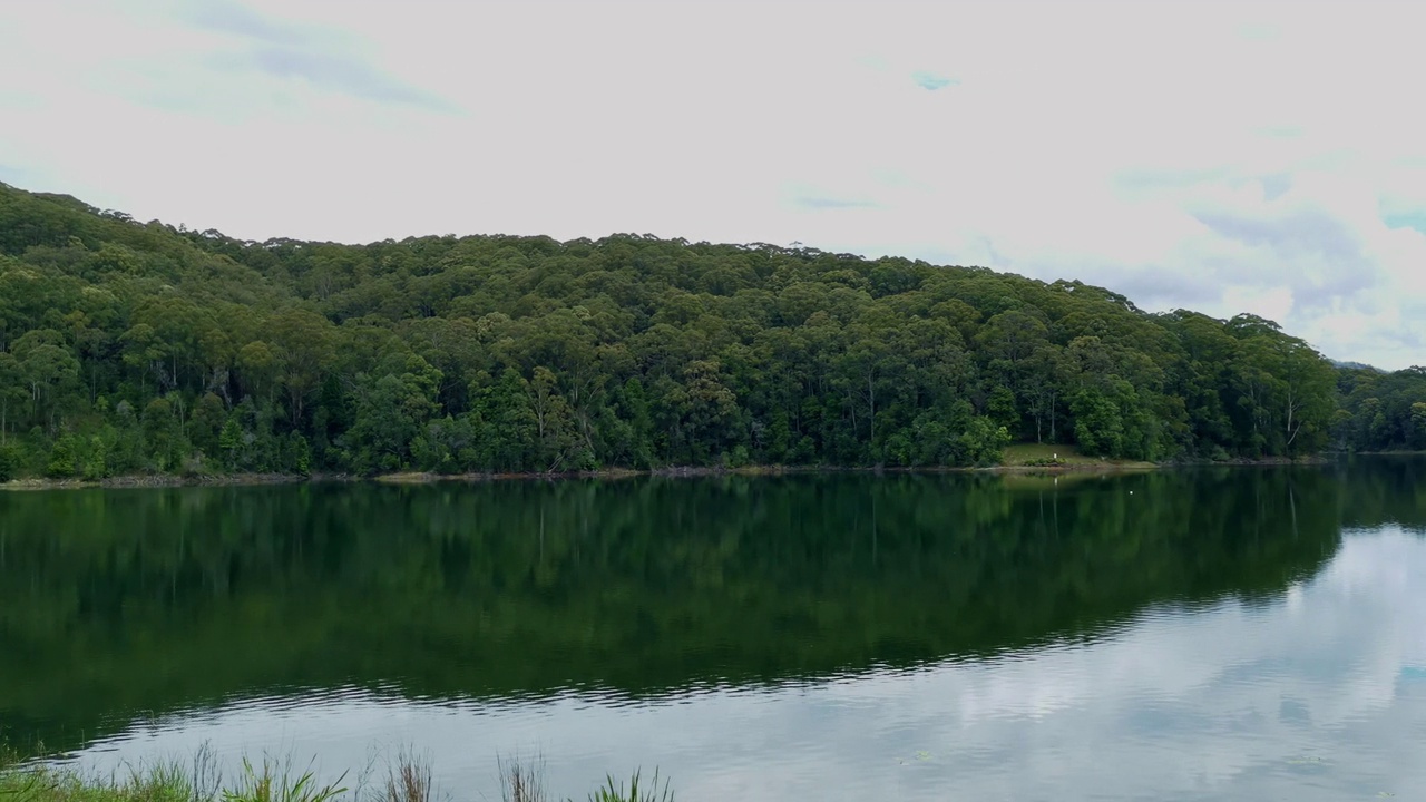 初夏阴天的湖景，视频素材