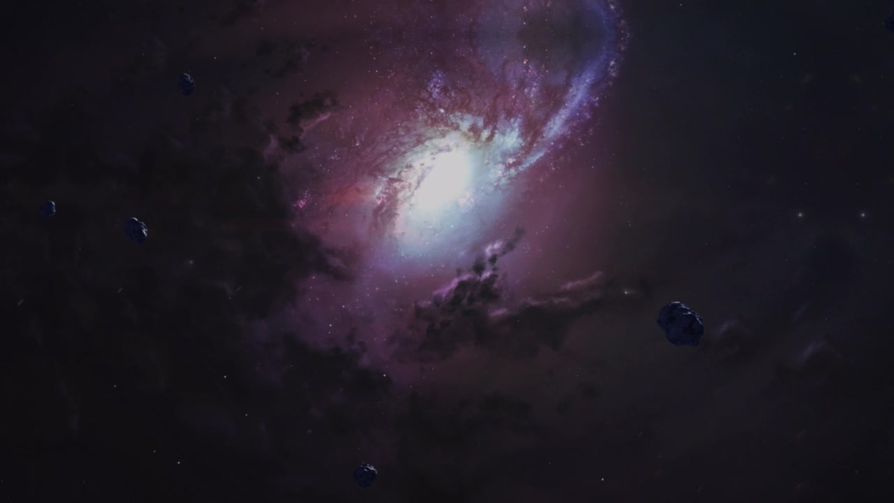空间背景与仙女座和星星-电影镜头。空间视图。3d动画视频素材画面1