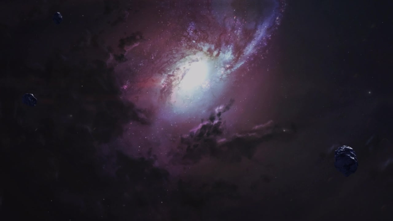 空间背景与仙女座和星星-电影镜头。空间视图。3d动画视频素材画面2
