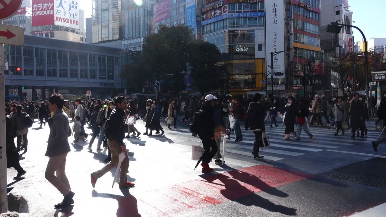 日本东京涩谷十字路口。视频素材