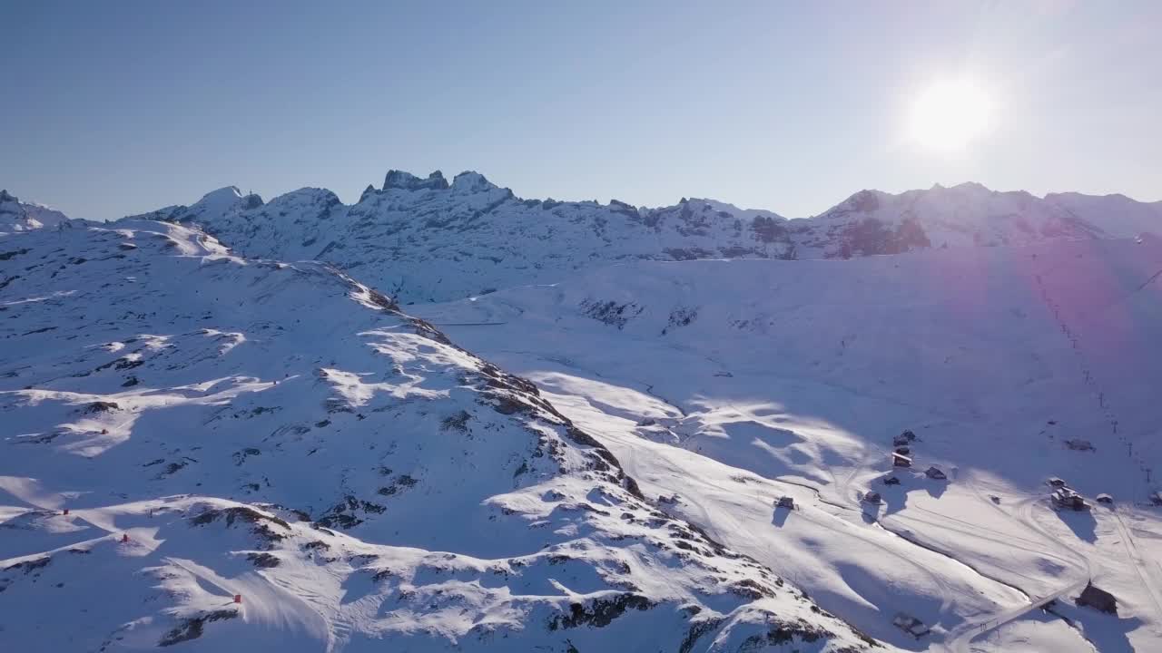 瑞士奥瓦尔登滑雪场鸟瞰图视频素材