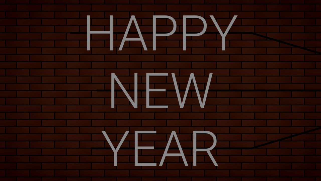 在砖墙的金光中闪烁着新年的快乐。视频素材画面1
