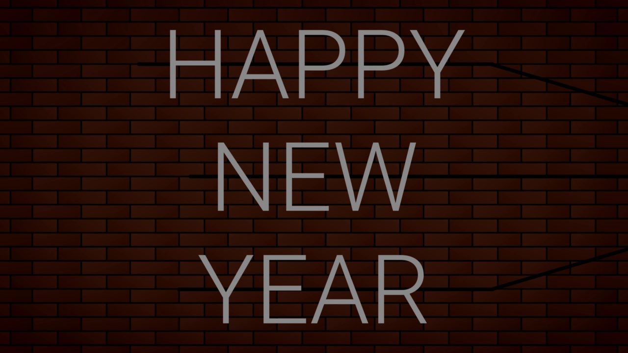 在砖墙的金光中闪烁着新年的快乐。视频素材画面2