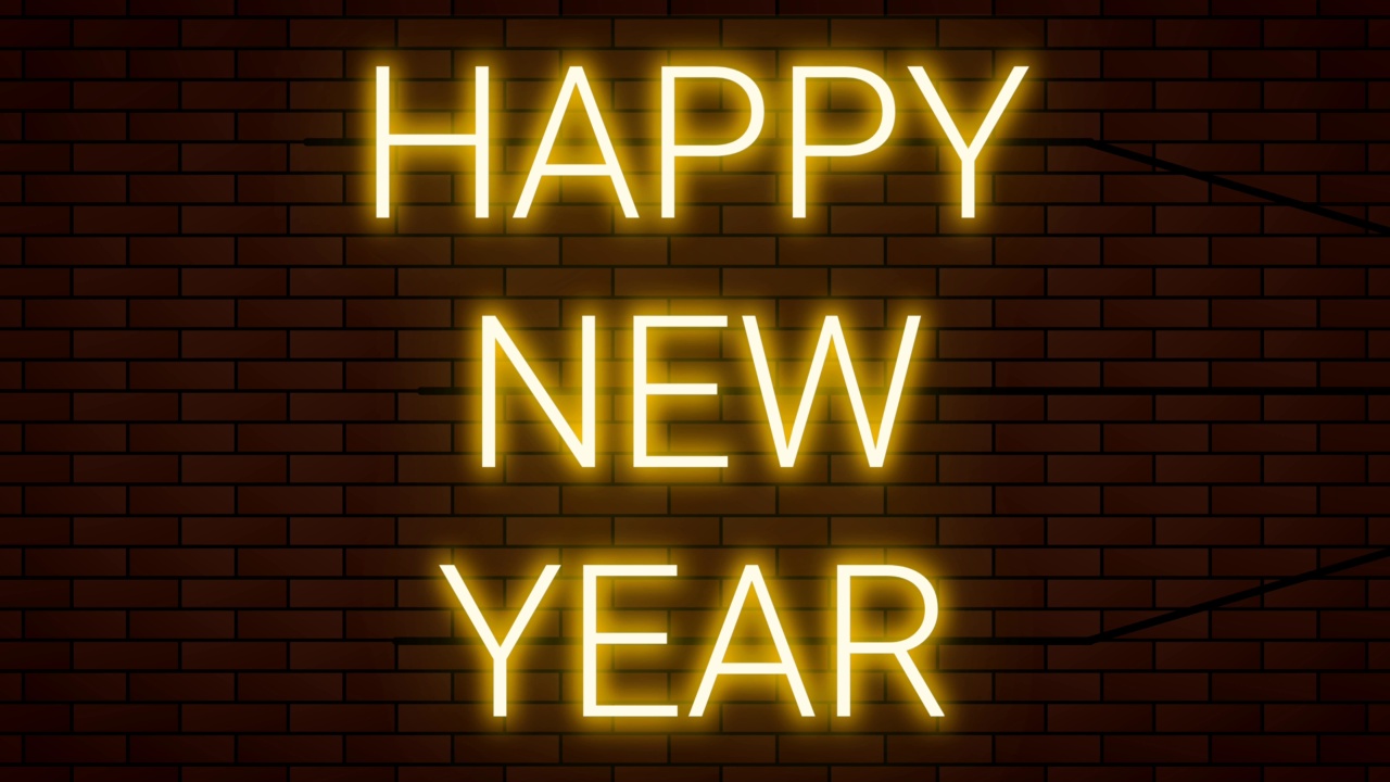 在砖墙的金光中闪烁着新年的快乐。视频素材画面4
