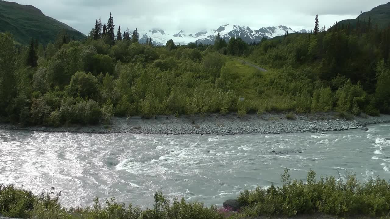 阿拉斯加背景中的河流和冰川视频素材