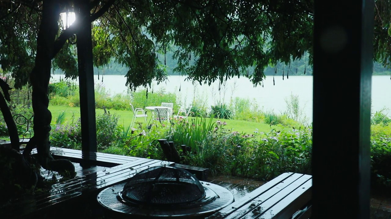 雨天花园的风景/韩国视频素材