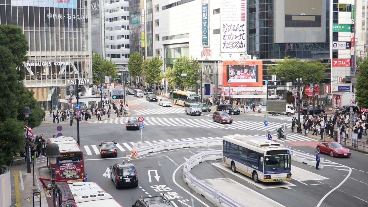 日本东京涩谷十字路口的鸟瞰图。视频素材