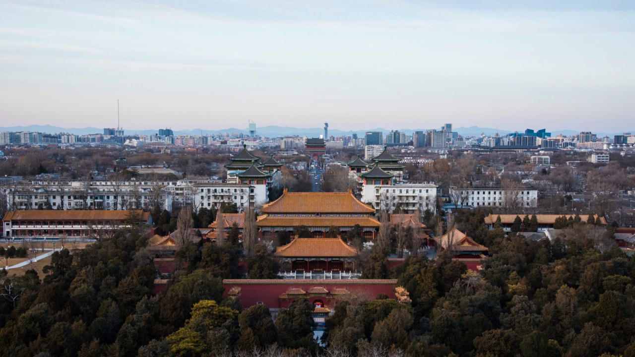 日落时的北京城市景观视频视频素材