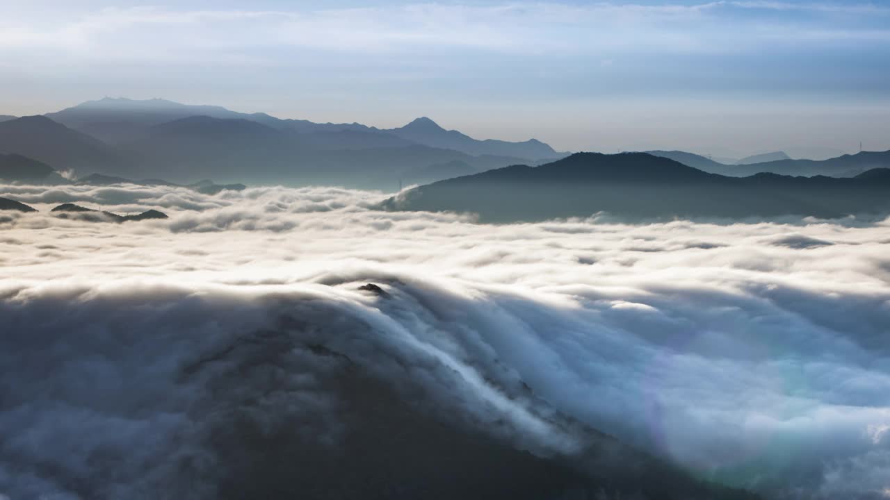 自然风景-山，云海，雾，日出和黎明/韩国京畿道视频素材