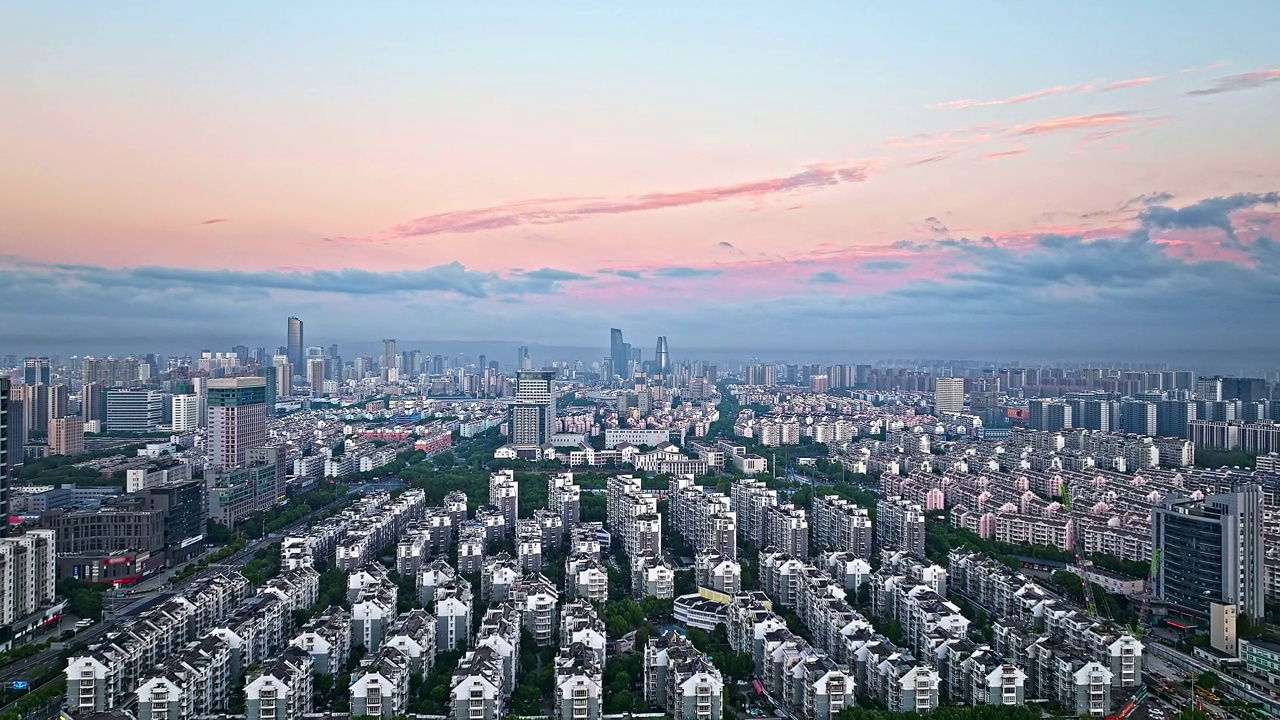 宁波城市天际线和住宅区建筑鸟瞰图视频素材